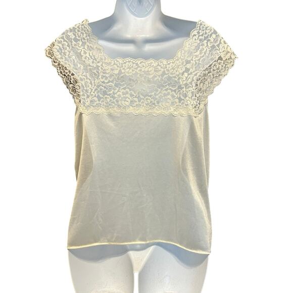 VTG Y2K Collections ETC M Lace Slip Top Satiny Cottagecore Romantic‎ Coquette - Picture 3 of 10